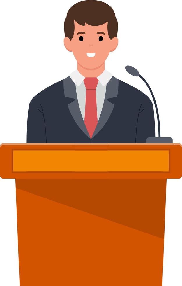 businessman giving a talk on the podium vector
