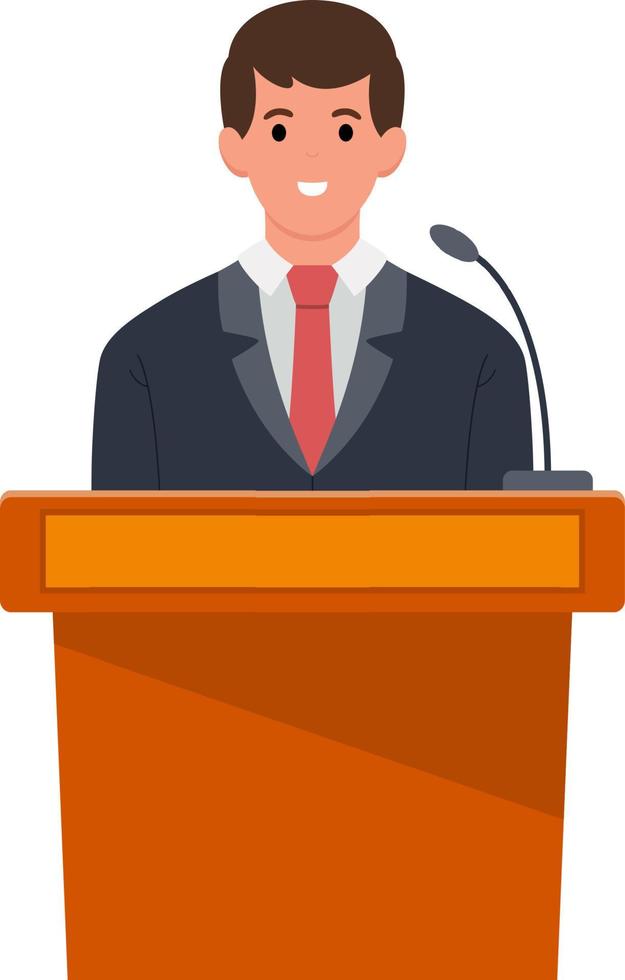 businessman giving a talk on the podium vector