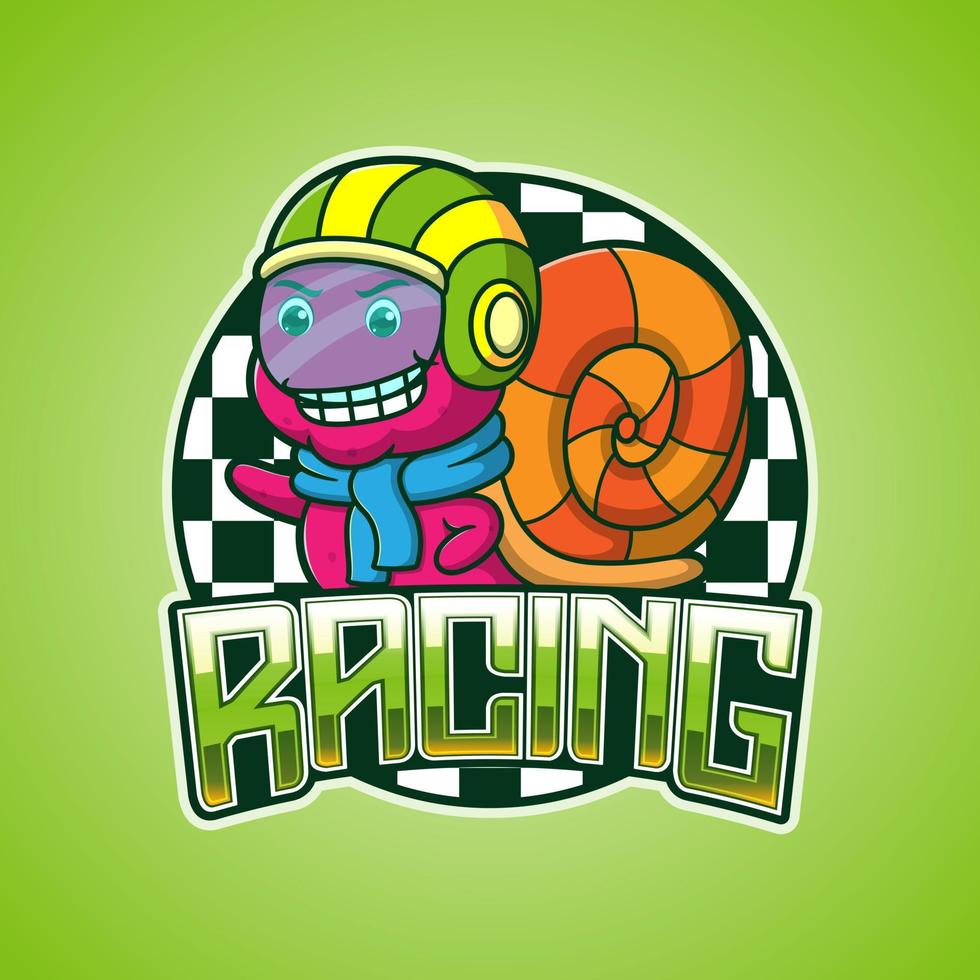 cartoon snail racing mascot vector