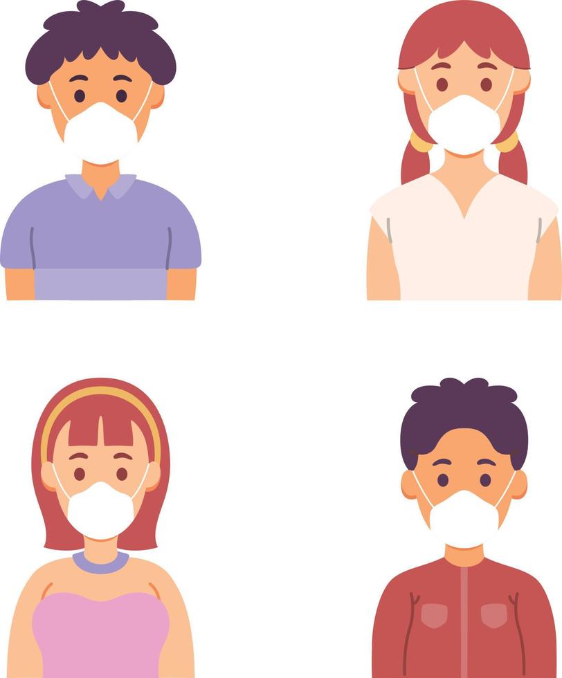 ilustración de personas con máscaras vector