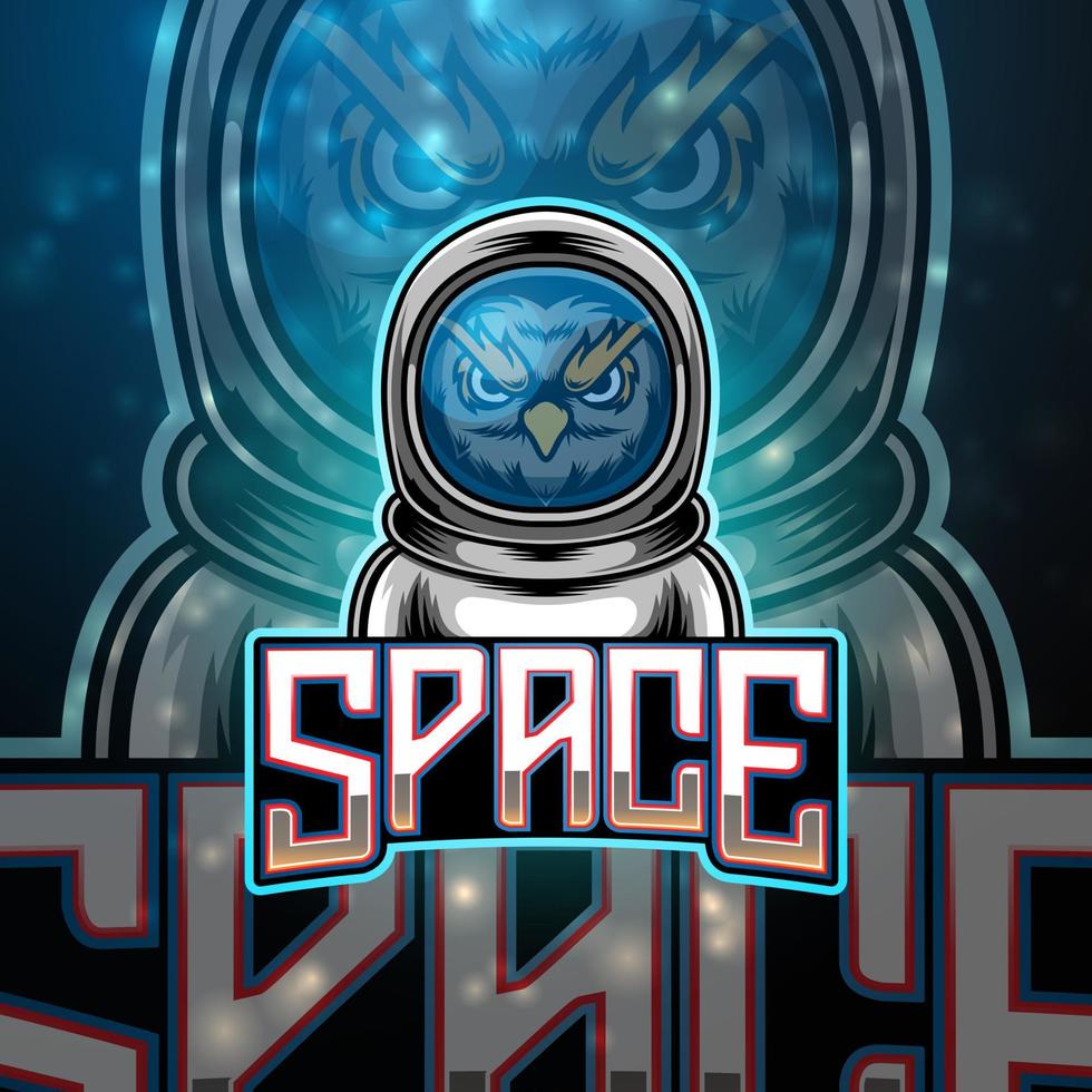 diseño del logotipo de la mascota del esport del búho espacial vector