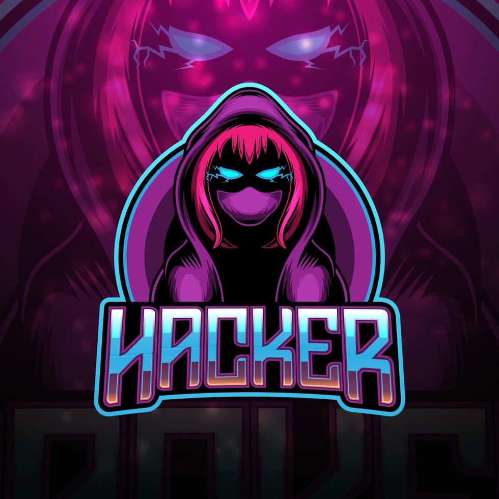 diseño de logotipo de mascota hacker esport vector