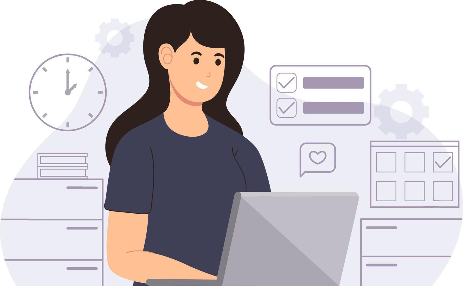 Woman working multitask activities vector