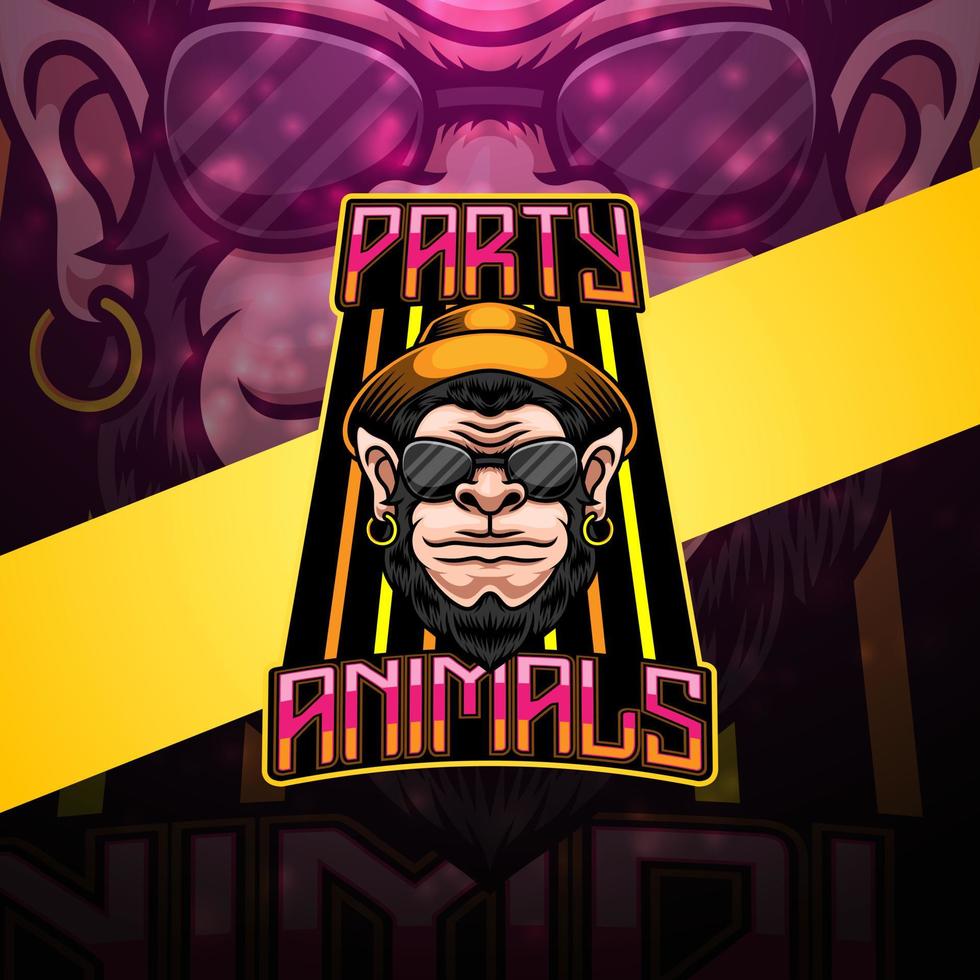 Party animals esport mascot logo design vector