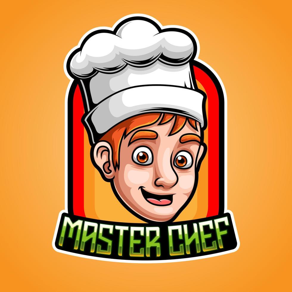 diseño del logotipo de la mascota del maestro chef esport vector