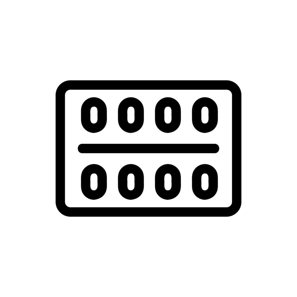 tabletas en el vector de icono de embalaje. ilustración de símbolo de contorno aislado