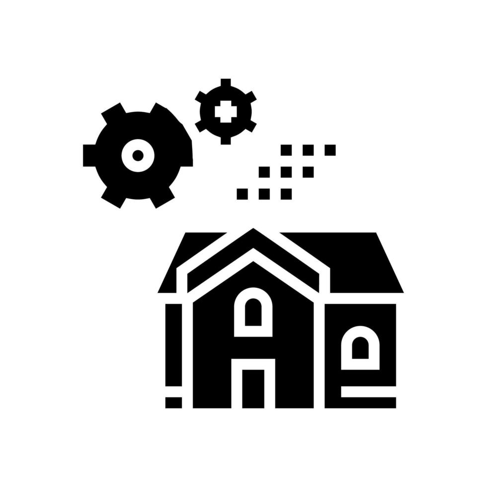 house mechanical gears glyph icon vector illustration