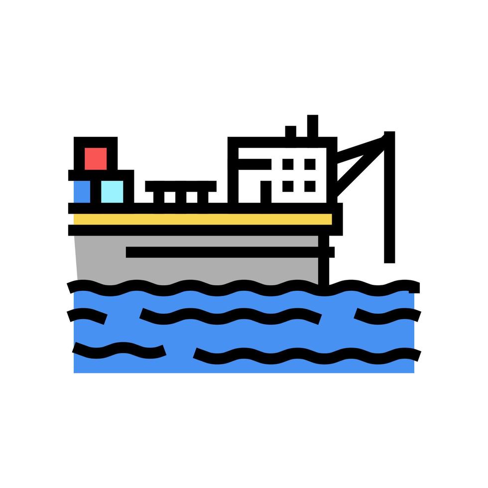 barco grúa equipo color icono vector ilustración