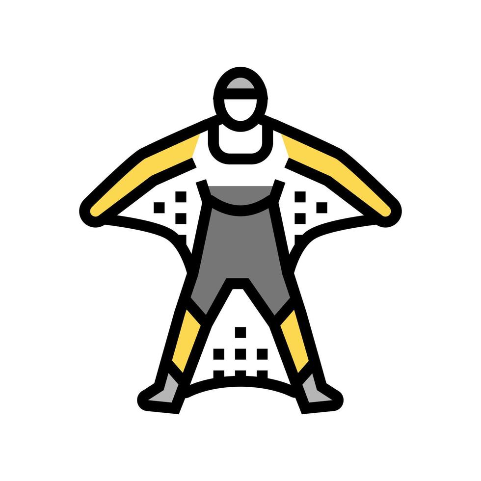 wingsuit vuelo deporte hombre color icono vector ilustración