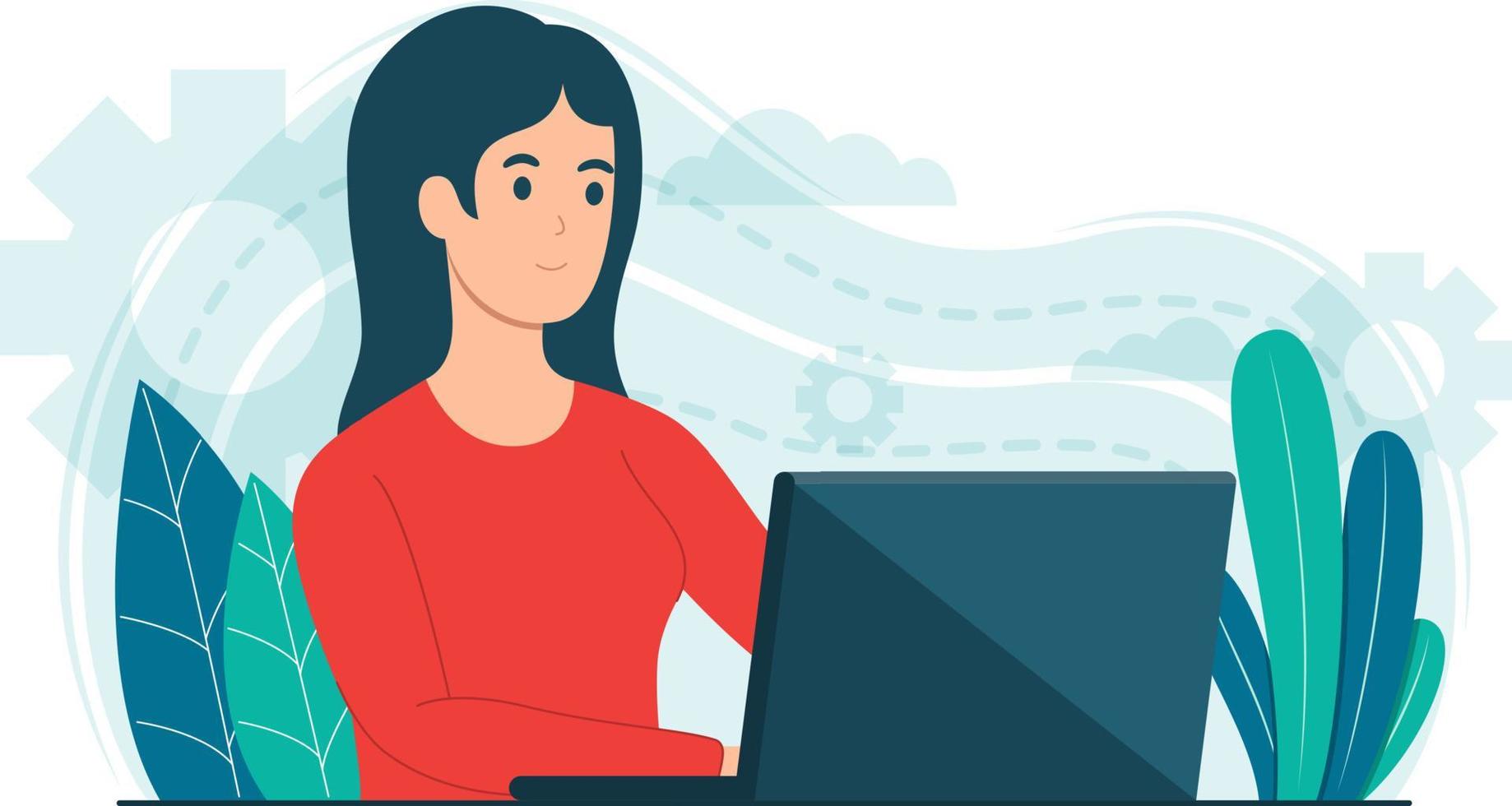 A freelancer woman working at home vector