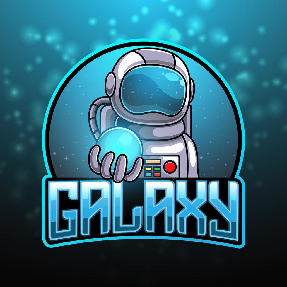 the mascot of the astronaut and universe logo vector