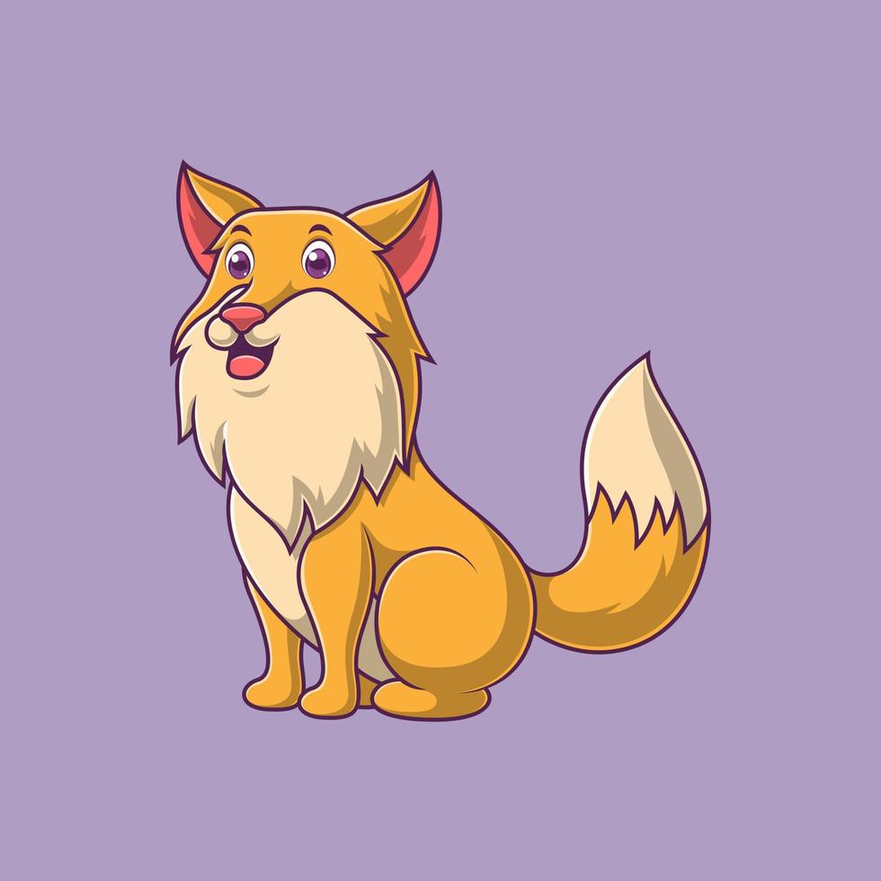 cartoon cute fox with colorful background vector