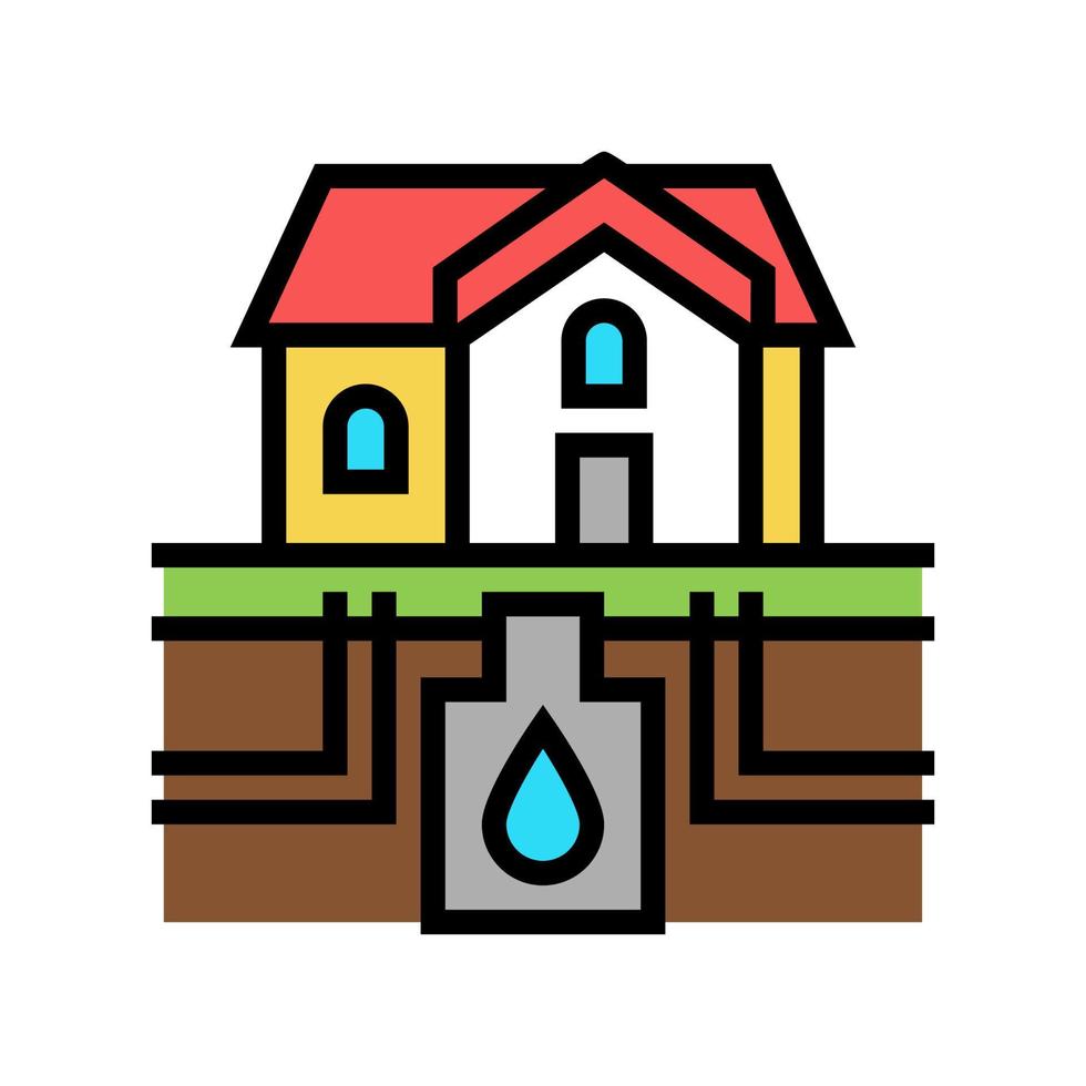 sistema de drenaje de la casa y almacenamiento de agua color icono vector ilustración