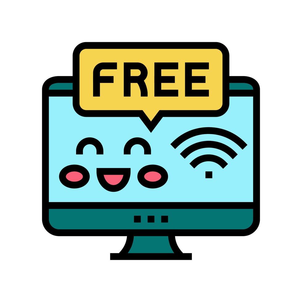 internet gratis en la biblioteca infantil icono de color ilustración vectorial vector