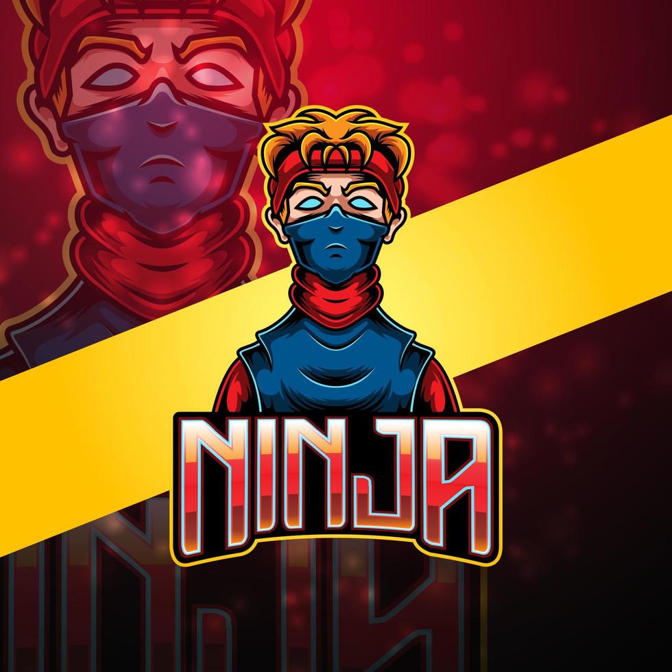 diseño de logotipo de mascota ninja esport vector