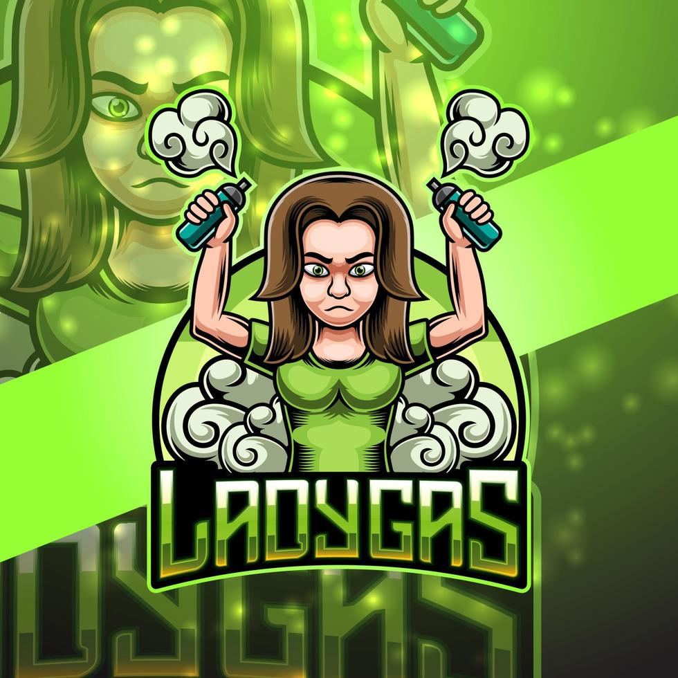 Lady gas esport mascot logo design vector