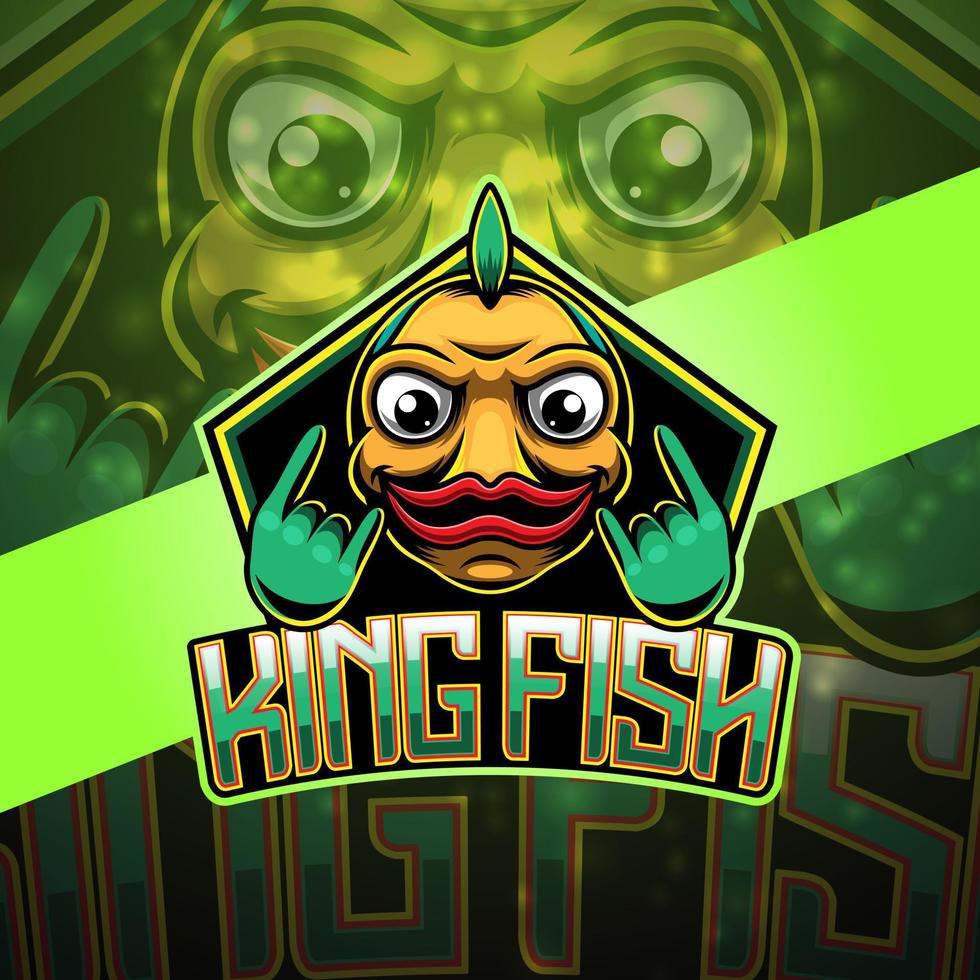 Fish esport mascot logo design vector