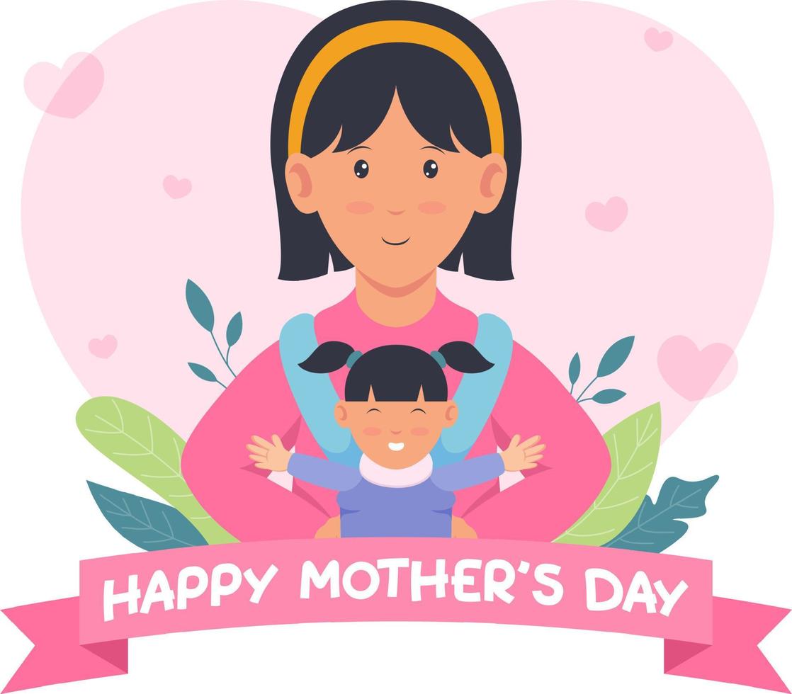 concept of mother holding her child on mother's day vector