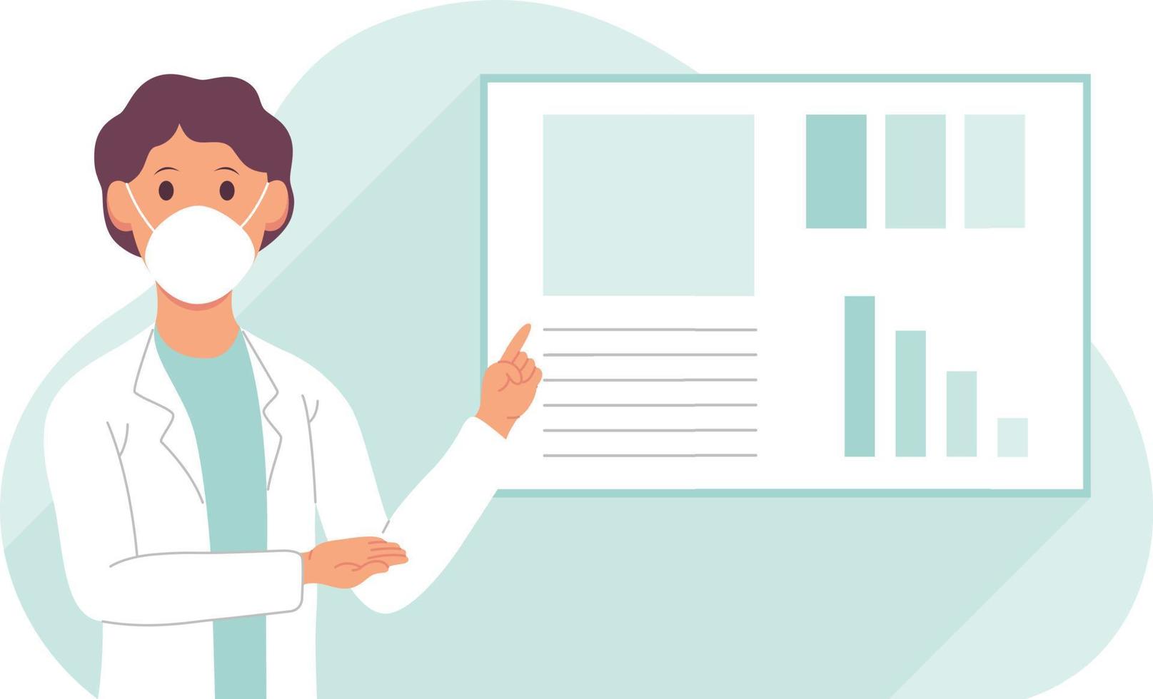 illustration of a doctor explaining his presentation vector