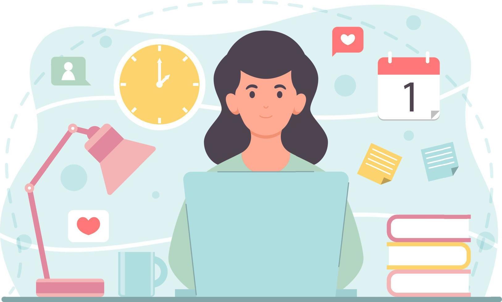 Home office concept, man working from home vector