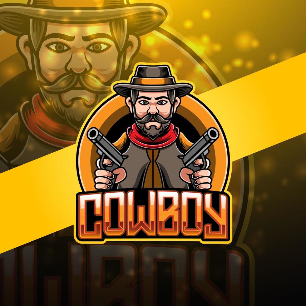 Cowboy esport mascot logo design vector