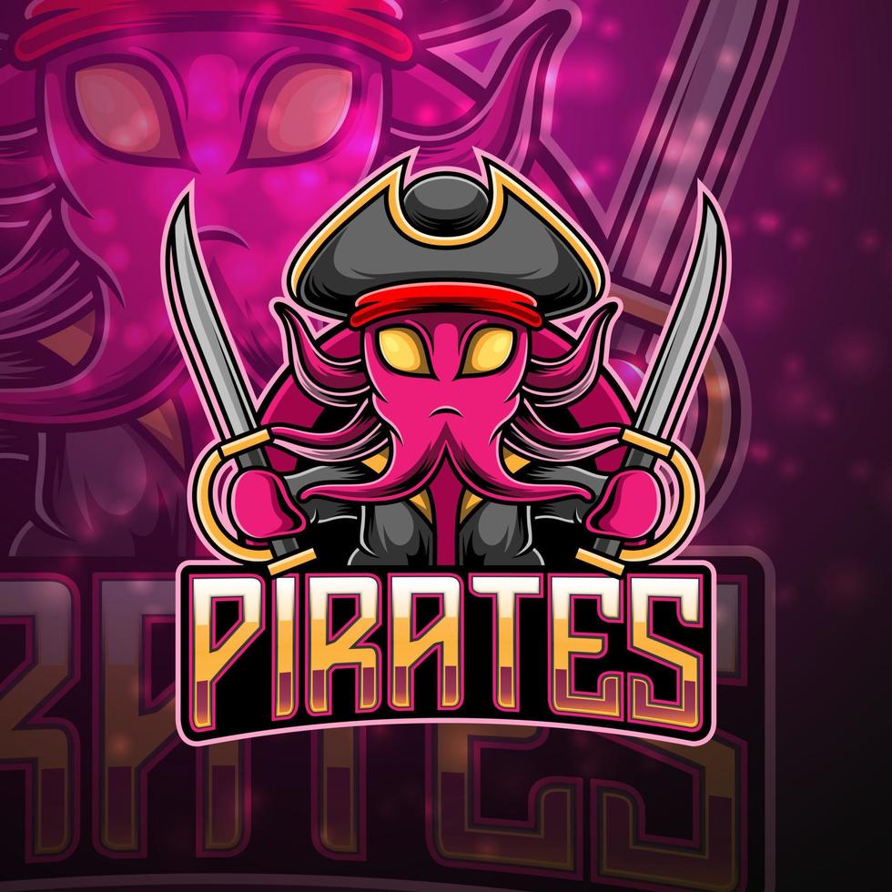 diseño de logotipo de mascota piratas esport vector