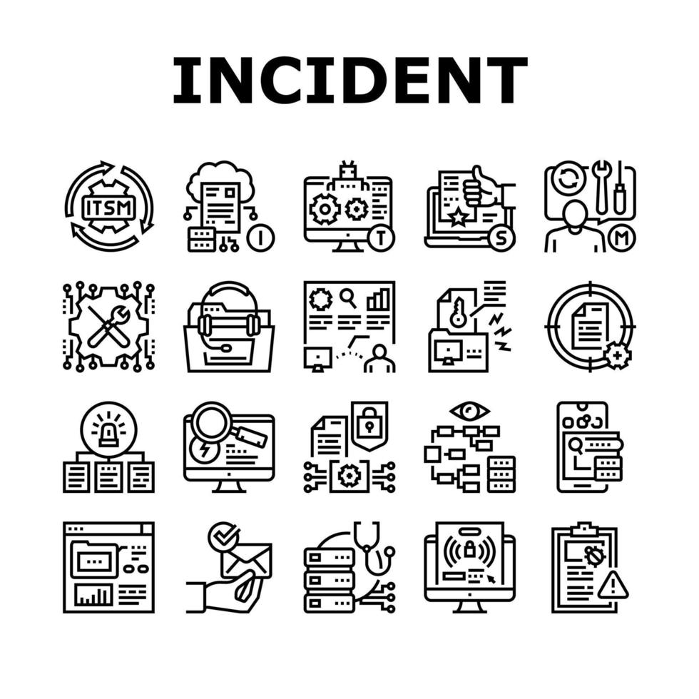 conjunto de iconos de colección de gestión de incidentes vector