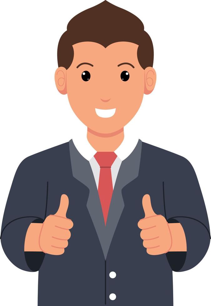 a company employee is giving a thumbs up vector