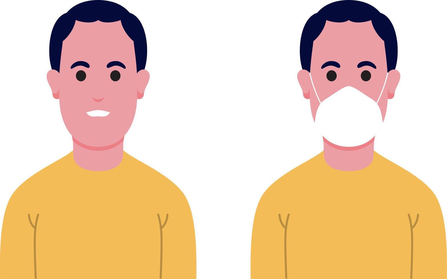 illustration of young man wearing a mask vector