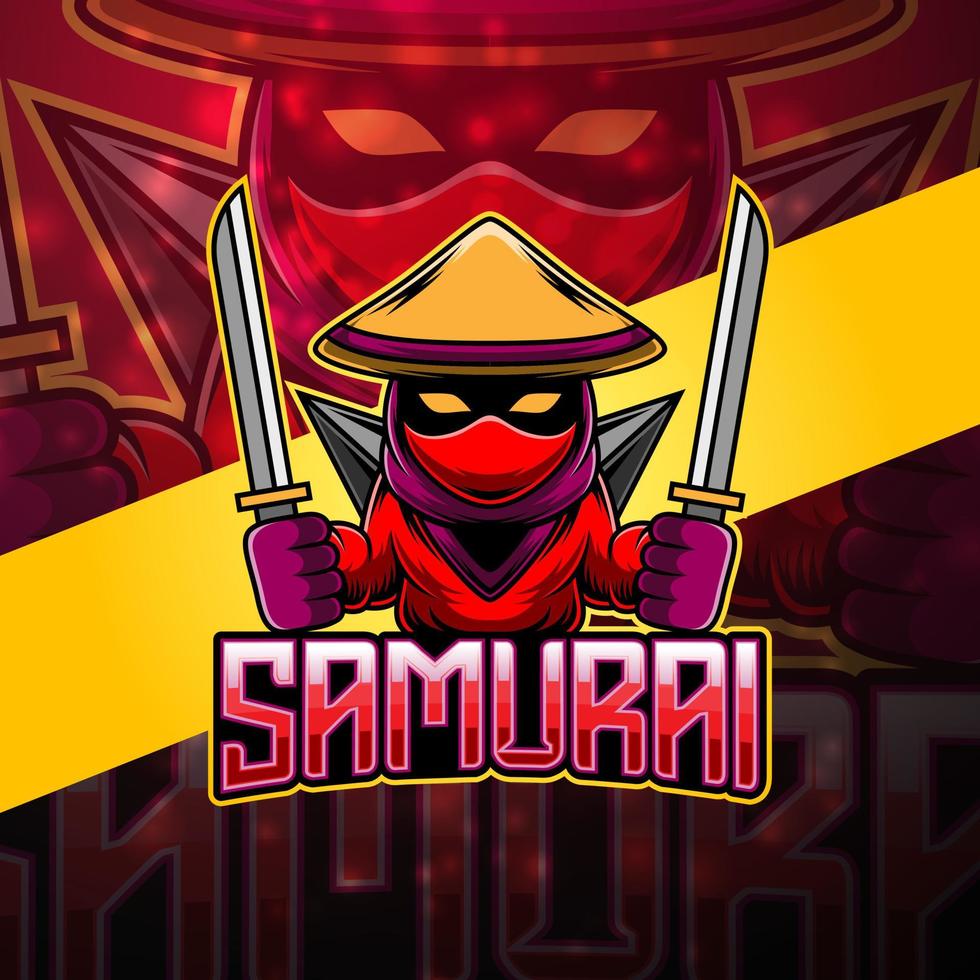 diseño de logotipo de mascota samurai esport vector