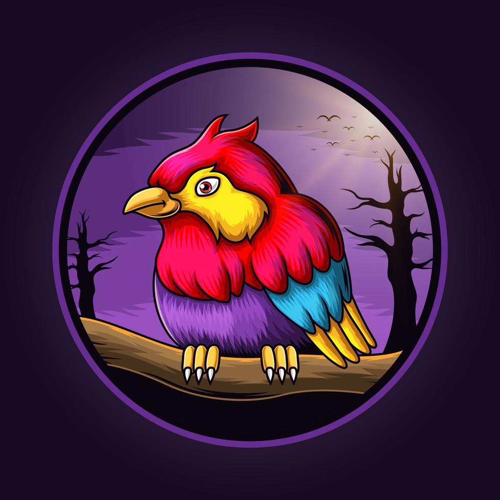 mascot bird logo at midnight vector