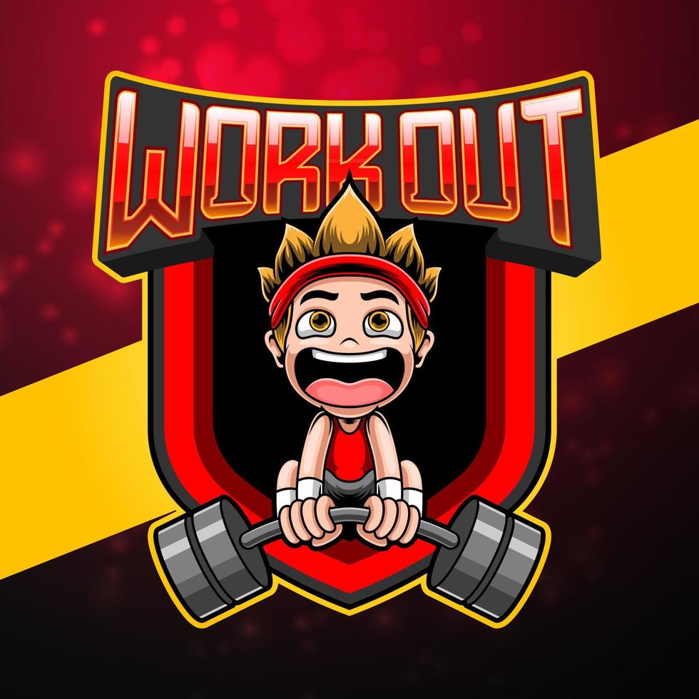 Work out esport mascot logo design vector