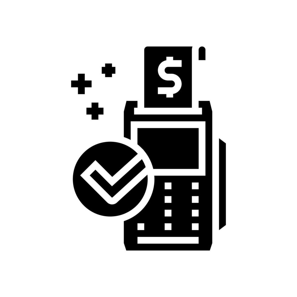 aceptar pago pos terminal glifo icono vector ilustración