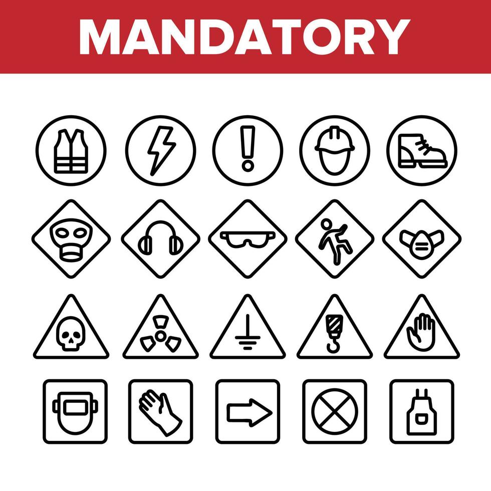 Collection Mandatory Signs Marks Vector Icons Set