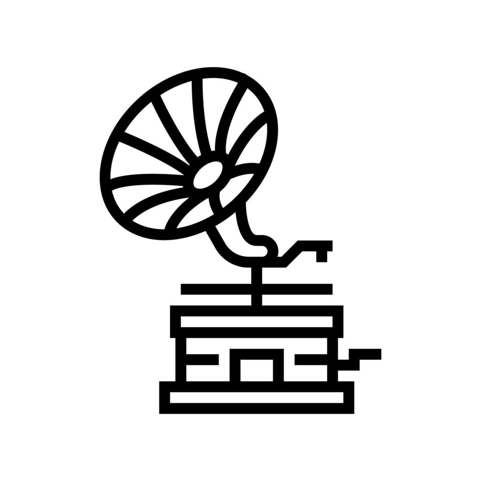 gramophone for listen audio music line icon vector illustration