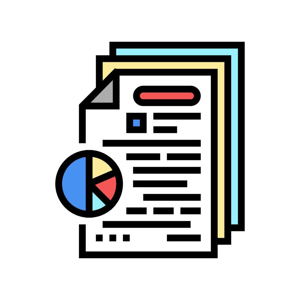 researching financial audit and chart color icon vector illustration