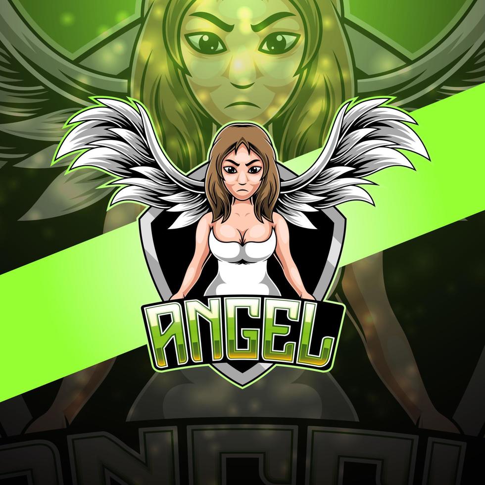 diseño de logotipo de mascota angel esport vector