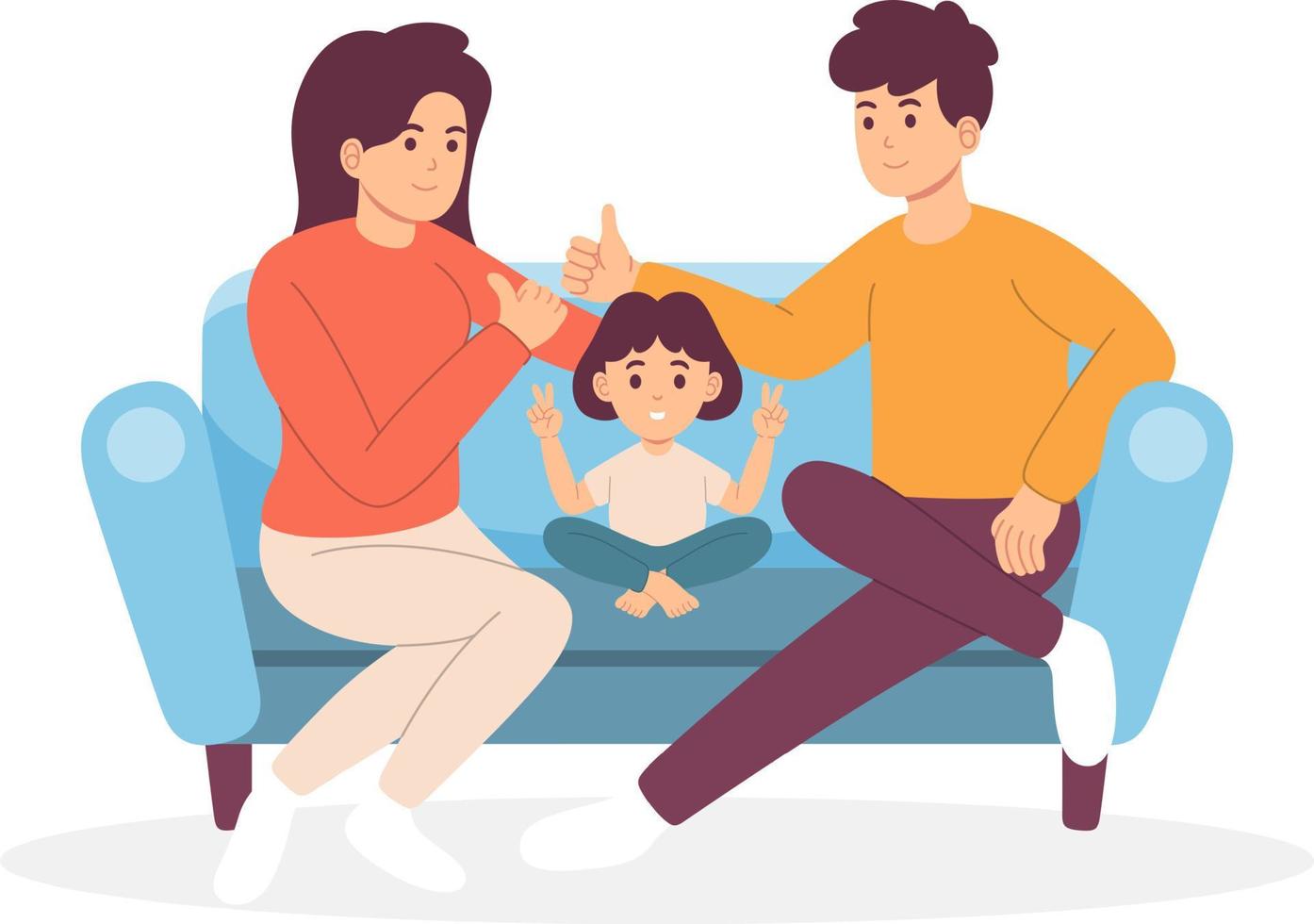 diseño plano familia feliz vector