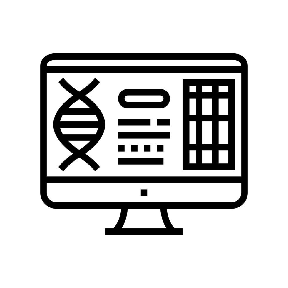 investigación informática molécula genética línea icono vector ilustración