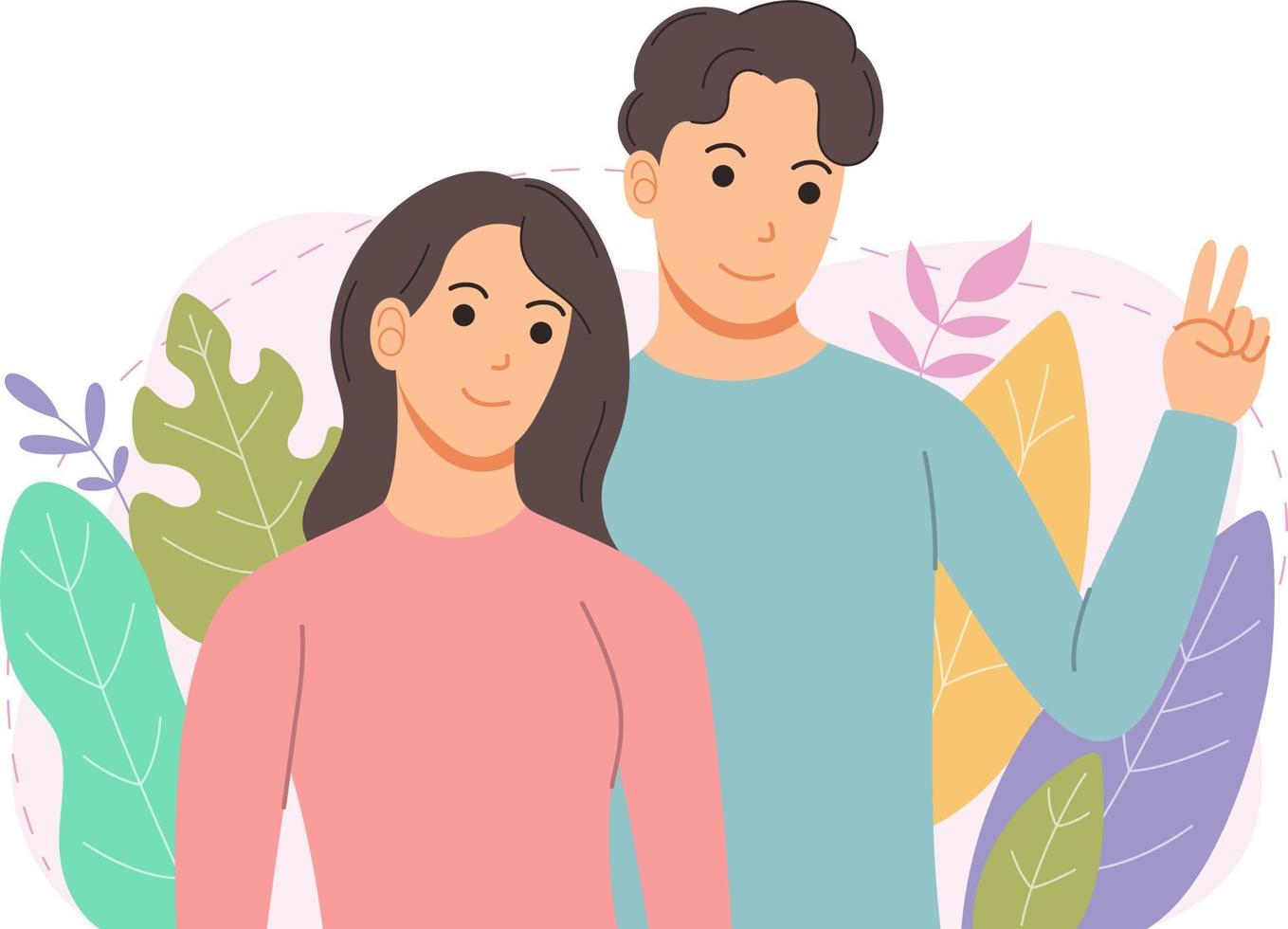 young couple living very happily vector