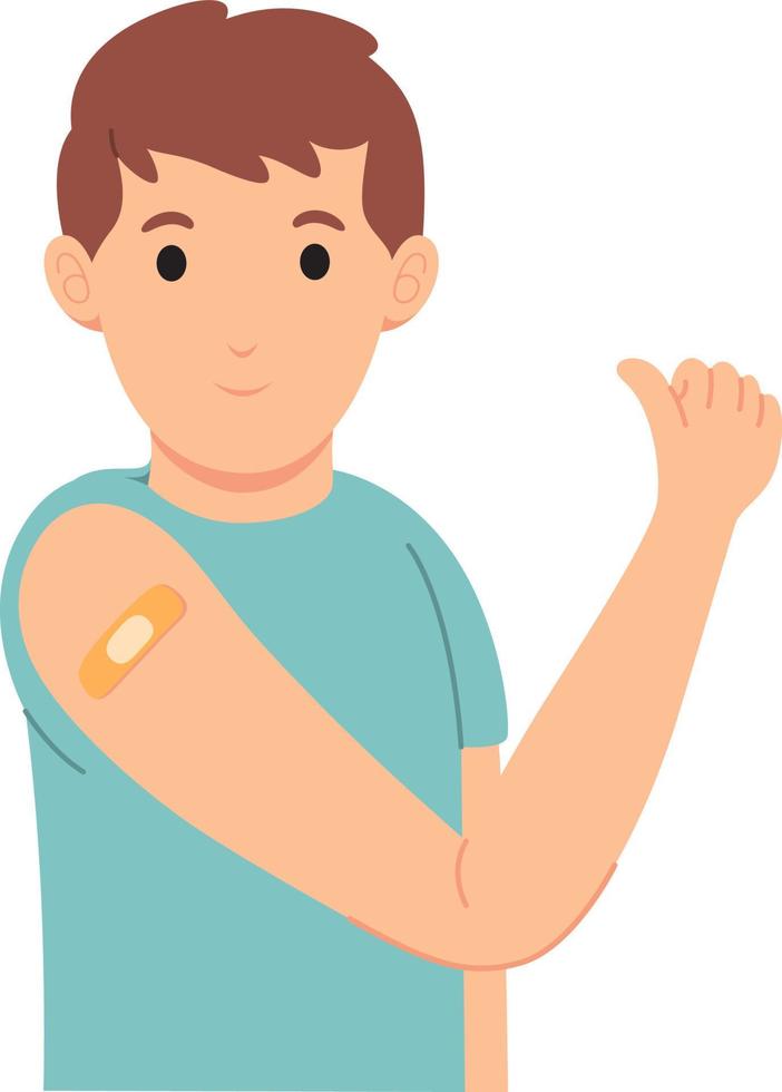 young man finished vaccinating vector