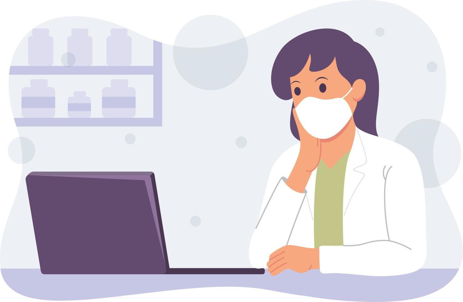 portrait of a doctor using his laptop for work vector