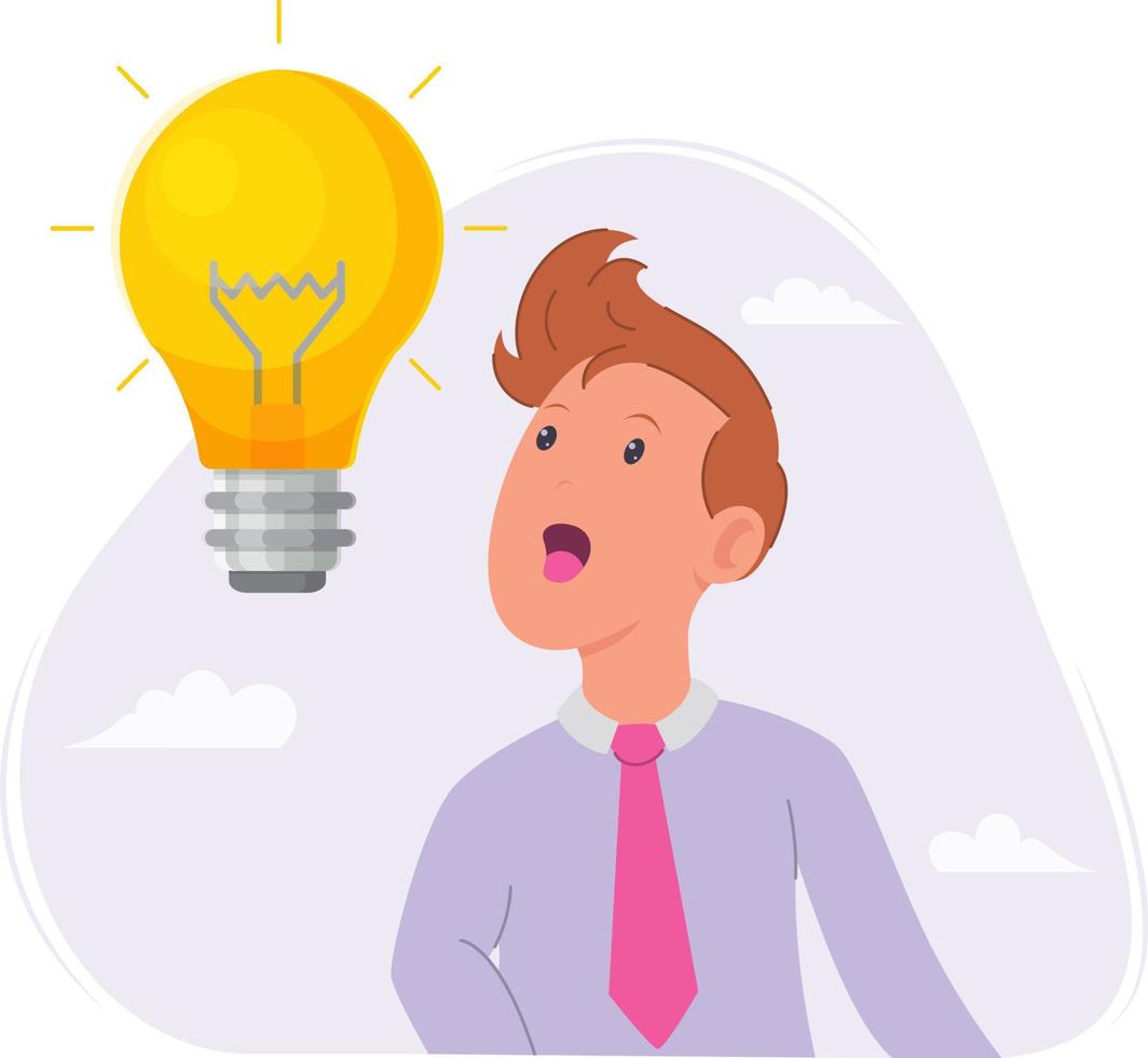 concept of man getting an idea, with light symbol vector