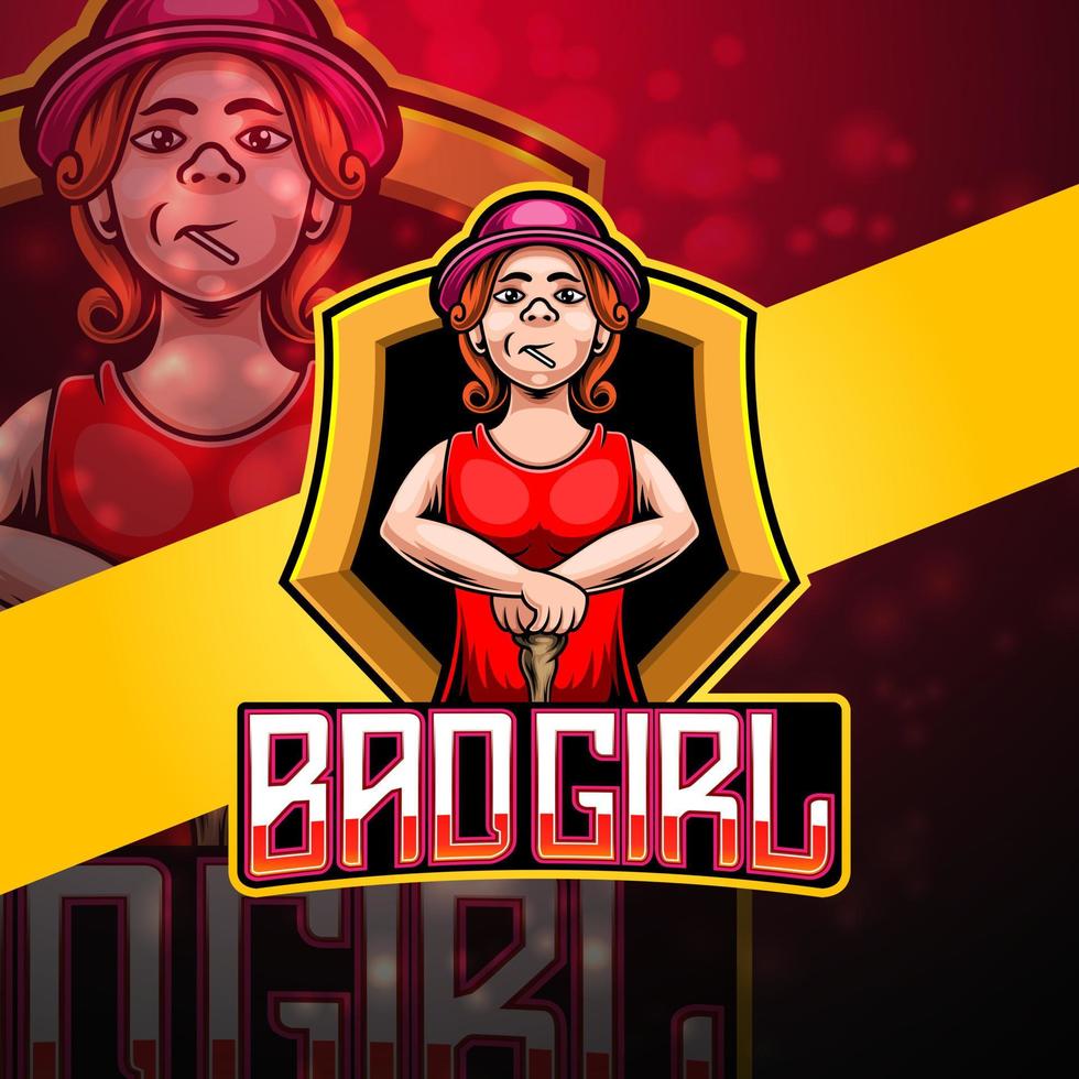 diseño de logotipo de mascota de esport de chica mala vector