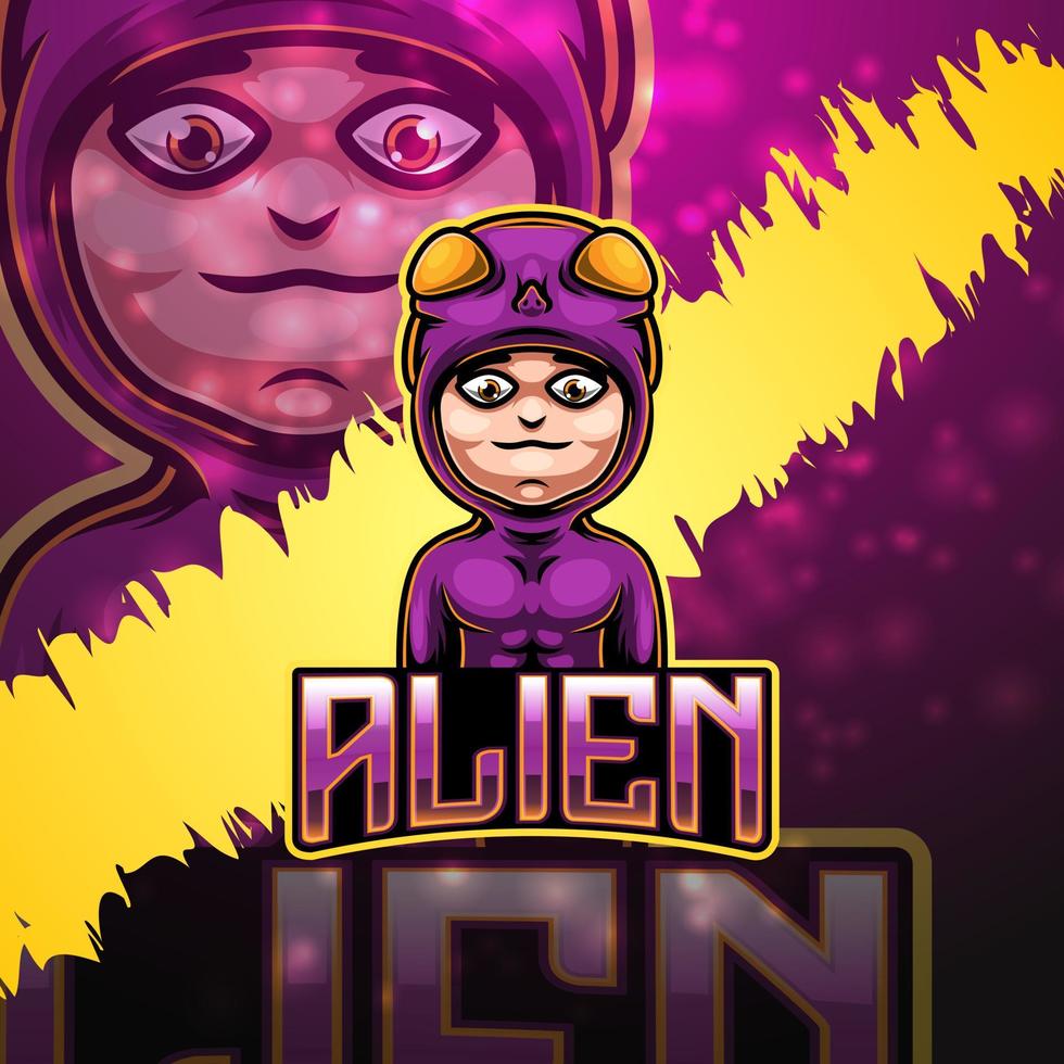 Alien esport mascot logo design vector