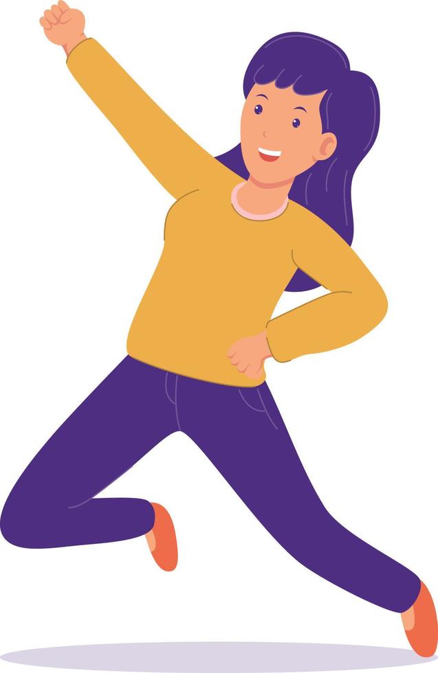 a woman is getting good news so she jumps with joy vector