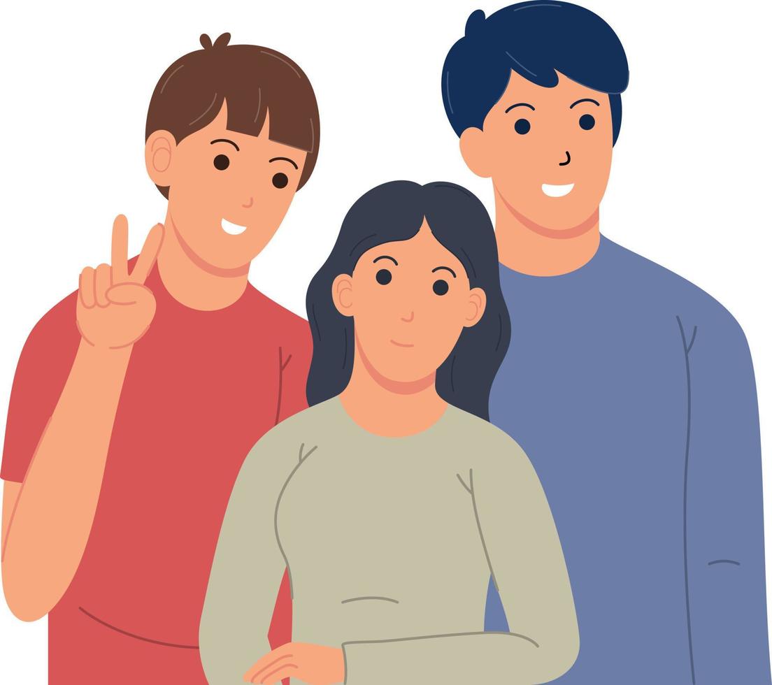 retrato de hermanos y hermanas reunidos vector