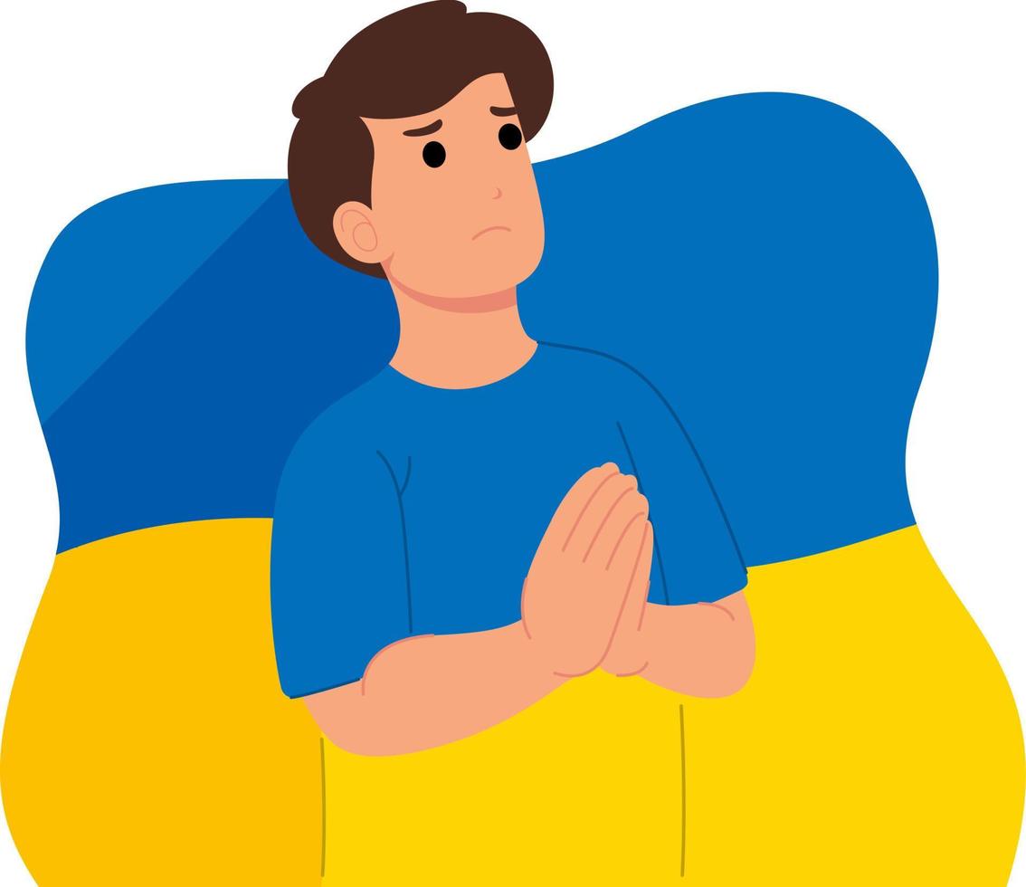 diseño plano orar por la ilustración de ucrania vector
