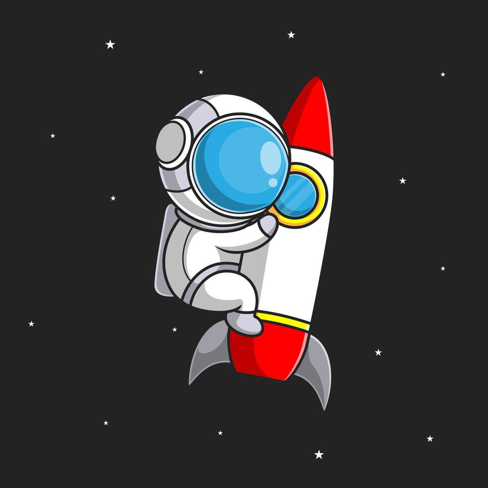 astronaut cartoon in outer space vector