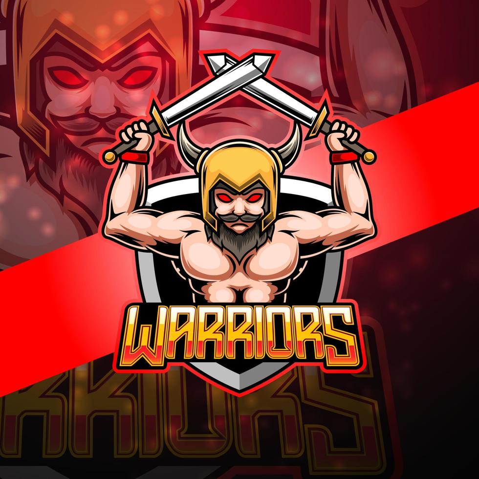 Warrior esport mascot logo design vector